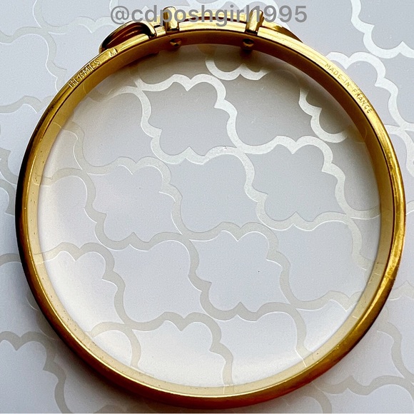 Hermès Ceinture red bracelet lizard leather gold plated bangle jonc authentic - Picture 12 of 16